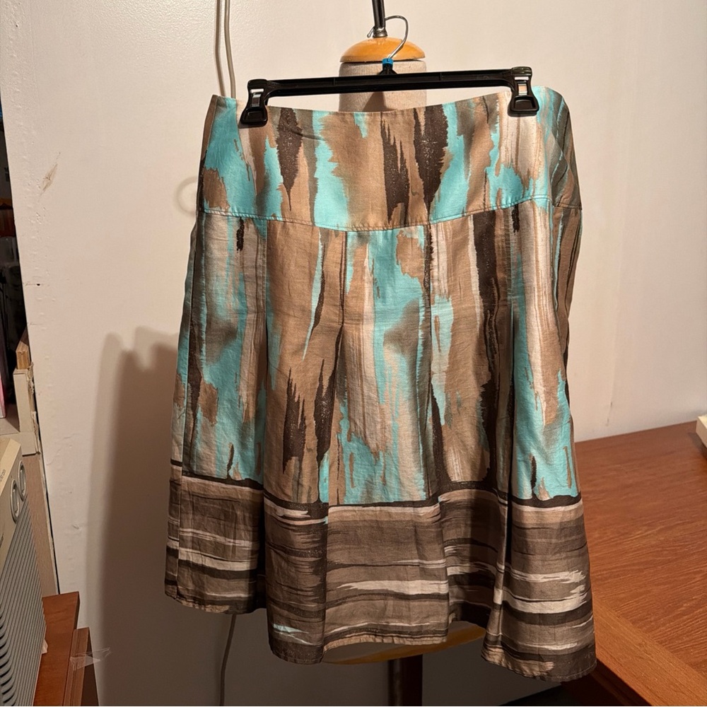 Skirt Spring Summer Cotton A-line Short Yoke Pleats Lined Side Zipper Size 12